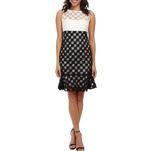 Nicole Miller Sheer Sunburst Embroidered dress